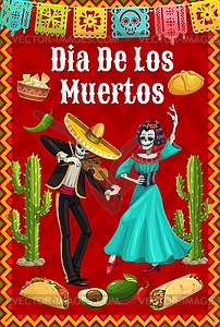 Dia de los Muertos Mexican holiday poster design - vector clip art