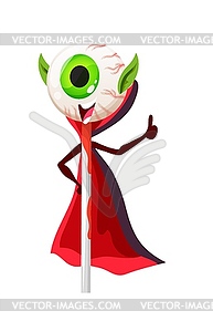 Cartoon Halloween vampire lollipop, funny eyeball - vector image