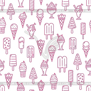 Ice cream frozen sundae, popsicle seamless pattern - vector clipart