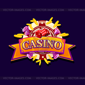 Баннер азартной игры в казино, игральные кости в покер и рулетку - векторизованное изображение