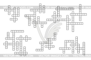 Crossword game, wordsearch puzzle grids set - vector clipart