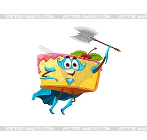 Cartoon cheesecake superhero defender character - vector clipart