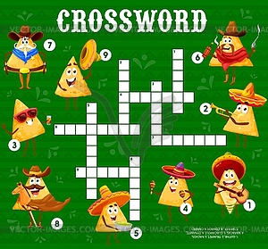 Funny mexican nacho chip characters crossword grid - vector clipart