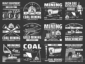 Coal mining industry icons - vector image