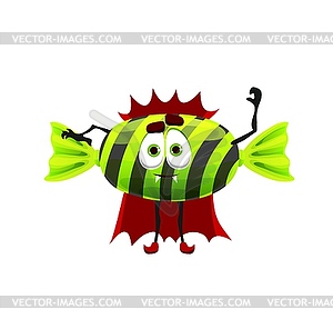 Cartoon Halloween striped candy vampire character - vector image