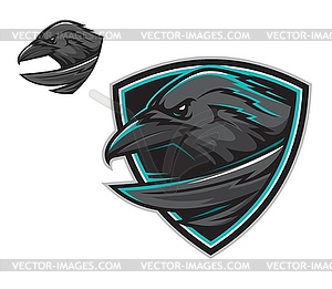 Cartoon raven mascot, sport team symbol - vector EPS clipart