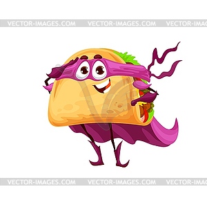 Cartoon mexican tacos superhero funny character - vector clipart