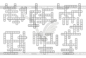 Crossword game grid, cross word blank template - vector image