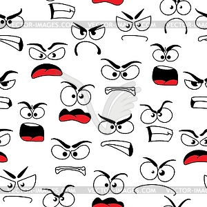 Cartoon grumble and angry faces seamless pattern - vector image