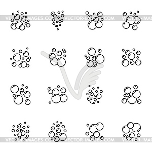 Soap foam bubble icons, soda water fizz or bath - vector clipart