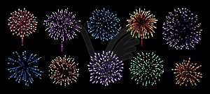 Pixel art firework explosion. 8bit game asset - vector image