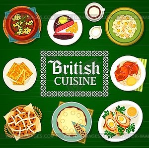 British cuisine dishes menu cover template - vector clip art