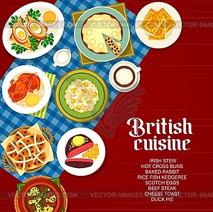 British food restaurant dishes menu page cover - vector clipart