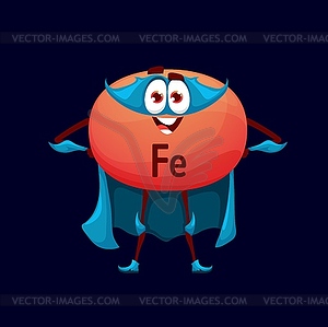 Cartoon ferrum or iron superhero ball character - vector image