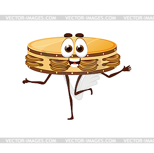 Cartoon tambourine character, musical instrument - vector image