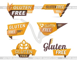 Gluten free food icons, labels and banners - vector image