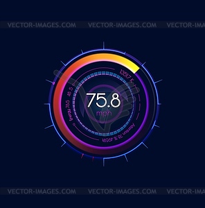 Futuristic car speedometer gauge dial, speed meter - vector clipart