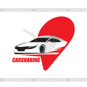 Car rent and carsharing service icon, carpool - vector image