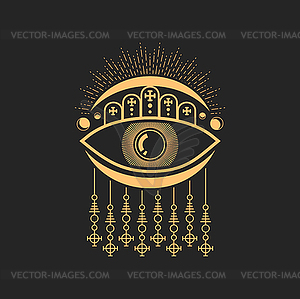 Egypt eye occult sign, Egyptian cross mason symbol - vector clipart