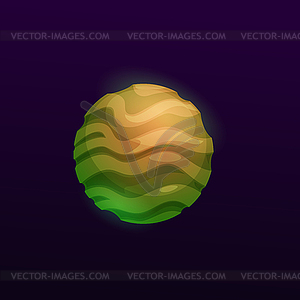 Brown space planet with rough surface, sand dunes - vector clipart