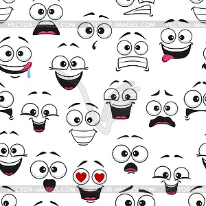 Happy cartoon faces seamless pattern, background - vector clipart