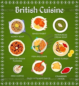 British cuisine menu page design template - vector clip art