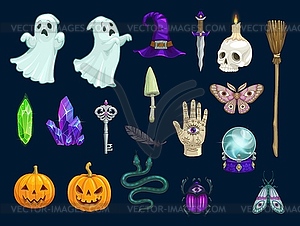 Halloween, magic and occult objects - vector clip art