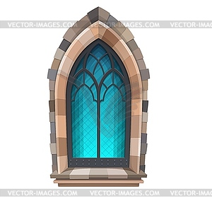 Мультяшное окно средневекового замка или собора - векторный клипарт EPS