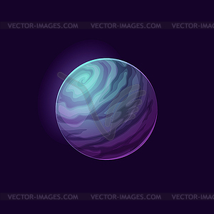 Mysterious dark space planet, glow globe - vector clip art