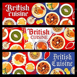 British cuisine restaurant meals banners - vector image