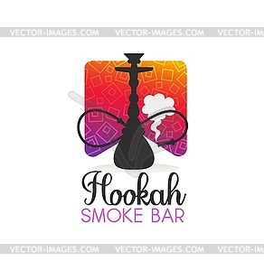 Hookah smoke bar icon with shisha smoking pipe - royalty-free vector clipart