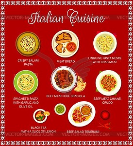 Italian cuisine menu page design template - vector clip art