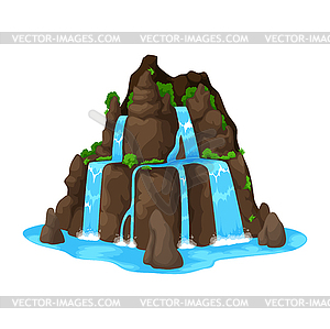 Cartoon waterfall, water cascade or river stream - vector clipart / vector image