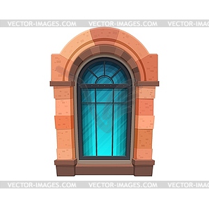 Cartoon arabic and medieval window of castle - vector image