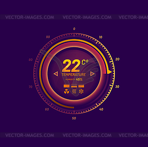 Thermostat or smart thermometer control dial - vector clip art