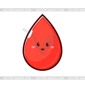 Cute happy smiling blood drop cartoon character - vector clipart