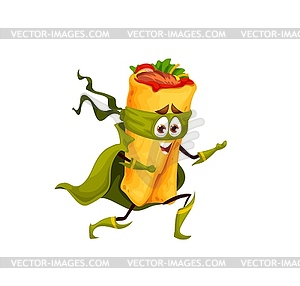 Cartoon funny shawarma superhero character - vector image