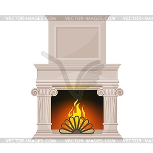 Stone classic, antique fireplace with pilasters - vector image