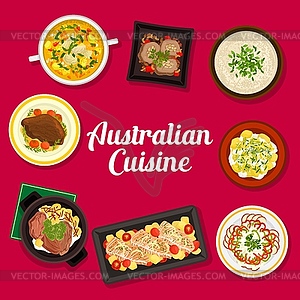 Australian cuisine bbq restaurant menu cover - vector clip art