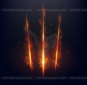 Fiery claw marks and scratches, glow traces - vector clip art