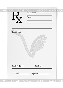 Medical prescription, RX form paper sheet template - vector image