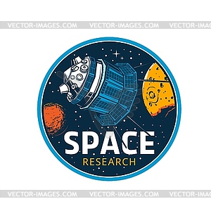 Space explorer in galaxy vintage icon or badge - vector clip art