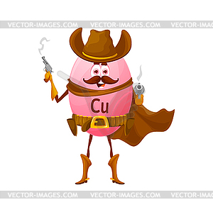 Персонаж мультяшного медного ковбоя с микроэлементами - изображение векторного клипарта