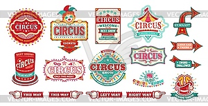 Circus carnival signs and signboards to magic show - vector clip art
