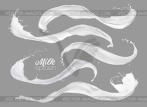 Milk, yogurt or cream white wave splashes or flow - vector clipart