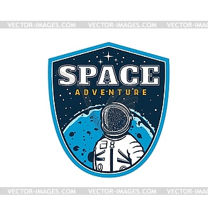 Astronaut in space vintage icon or badge - color vector clipart