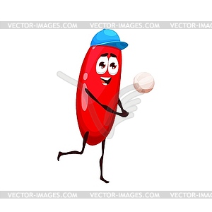 Cartoon barberry playing volleyball, funny berry - vector image