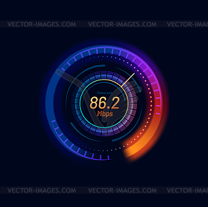 Internet speed meter dial with gauge and arrow - vector image