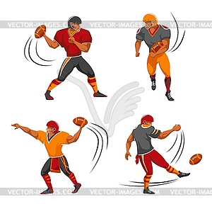 Quarterback, kicker american football players - royalty-free vector clipart