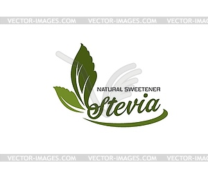 Stevia leaves natural sweetener icon or label - vector clipart / vector image
